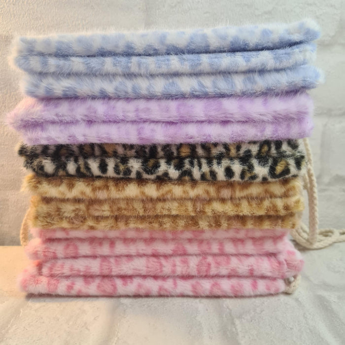 Leopard print, furry pouch/pencil case