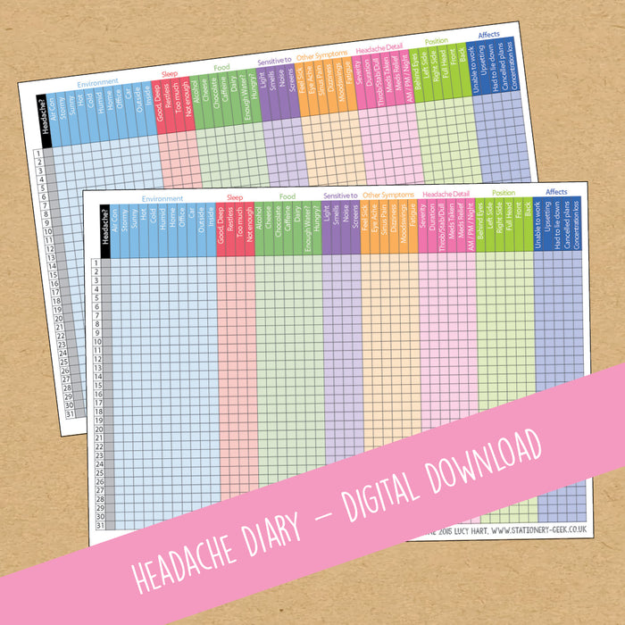 Headache Diary - Printable!