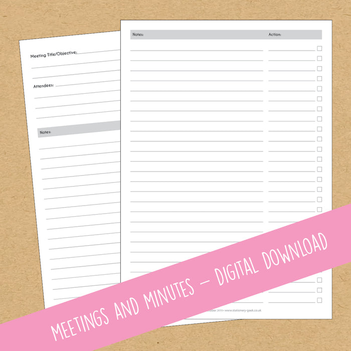 Meetings & Minutes - Printable!