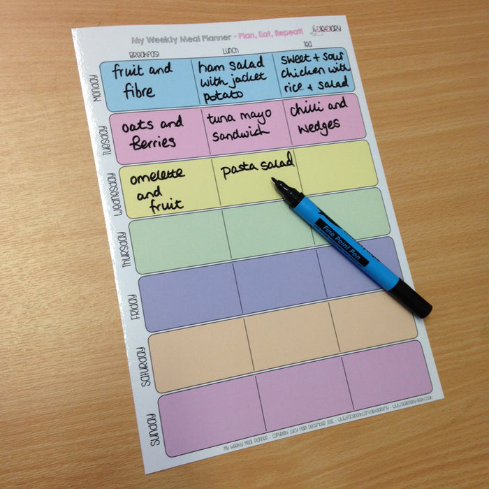 Wipe clean Weekly Meal Planner, with pen!