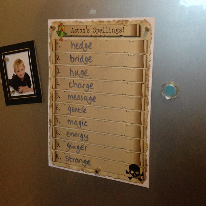 Personalised Wipe-clean Spelling Sheet & Pen